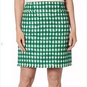 LK Bennett Green and Cream Patterned Mini Skirt